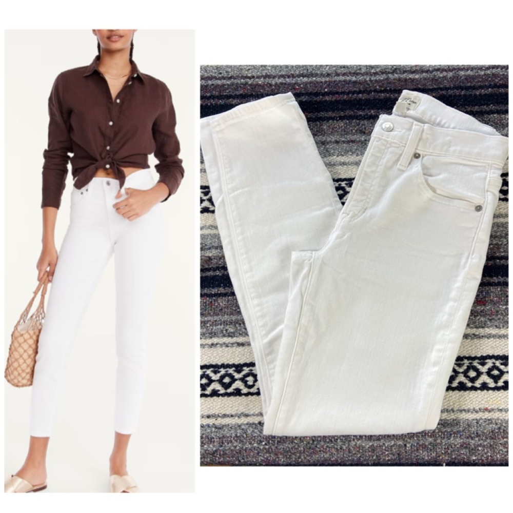 J. Crew 9” Toothpick Women's Size 27 White Skinny Jeans Stretch 27x28 Mid-Rise
